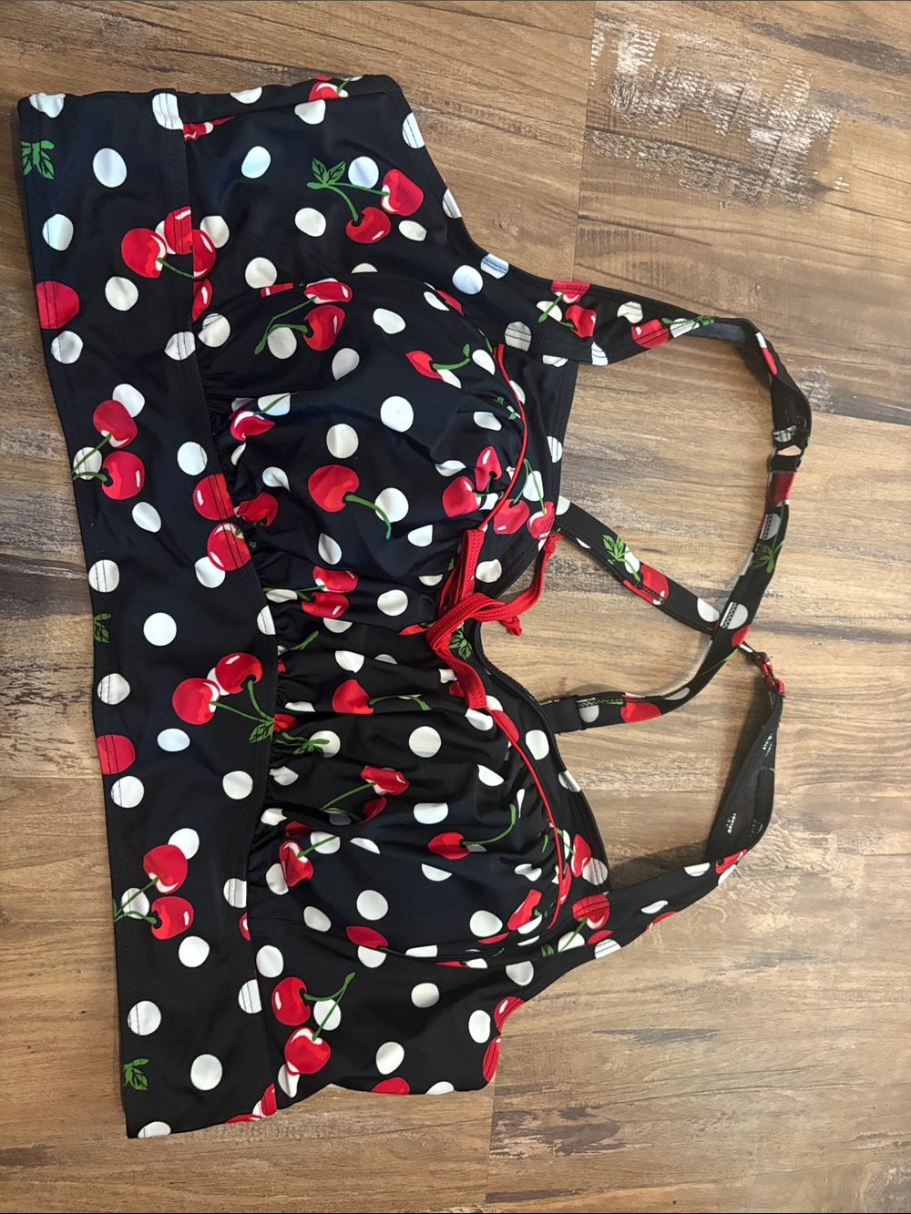 torrid Black Polka Dot & Red Cherry Bikini Top